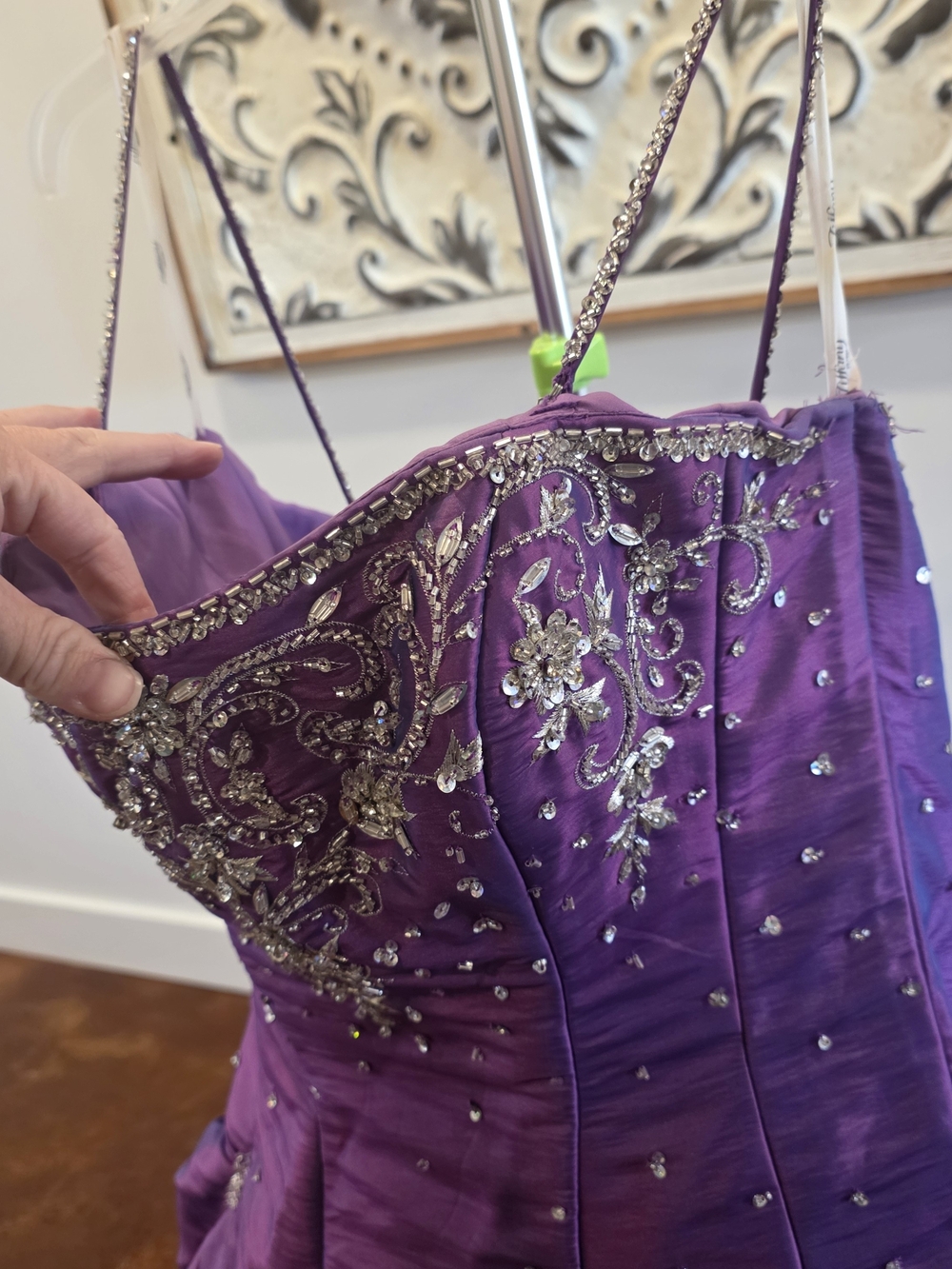 Tiffany Designs Size 14 Purple Beaded Corset Ball Gown Formal Prom/Pageant Dress - Picture 6 of 14